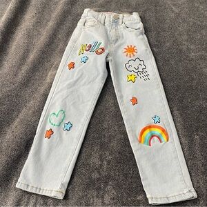 GOGO star kids size 4t graphic light blue jeans with paint details